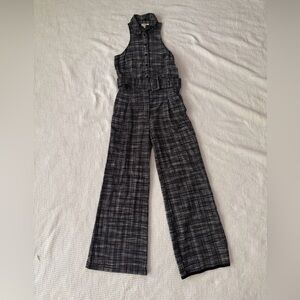 Anthropologie Black and Gray Checkered Jumpsuit